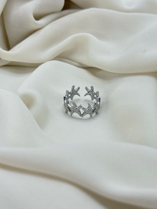 Anello fascia stelle marine silver