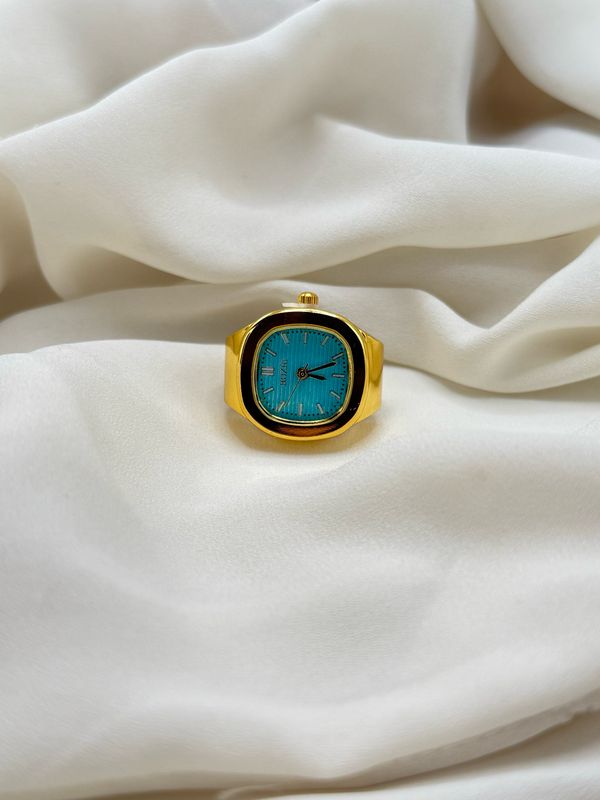 Anello clock celeste gold