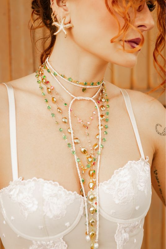 Collana filo lungo perline