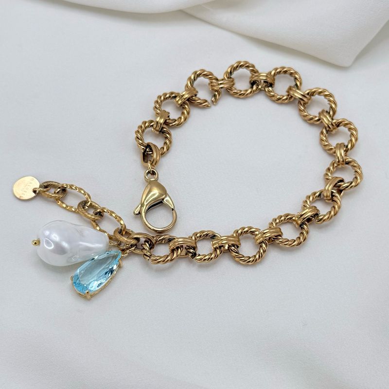 Bracciale round chain celeste