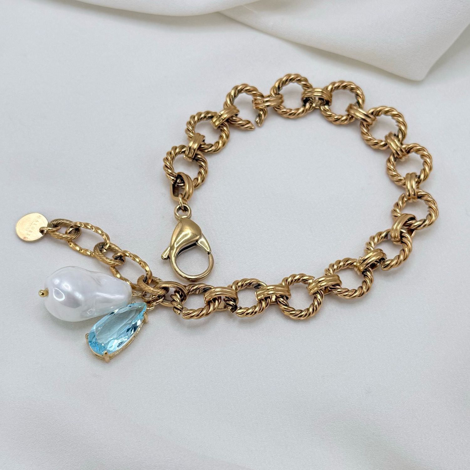 Bracciale round chain celeste