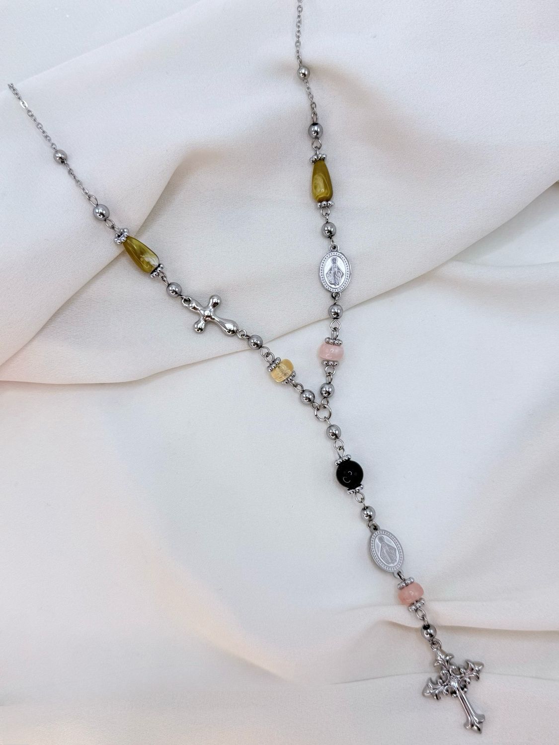 Collana rosario bouquet silver