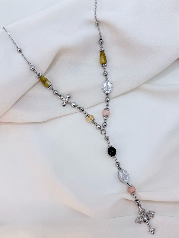 Collana rosario bouquet silver