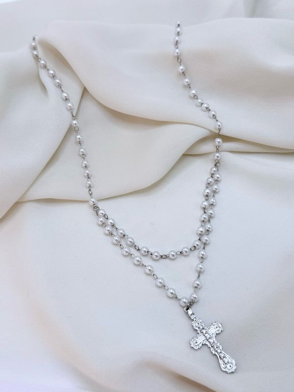 Collana rosario perline silver