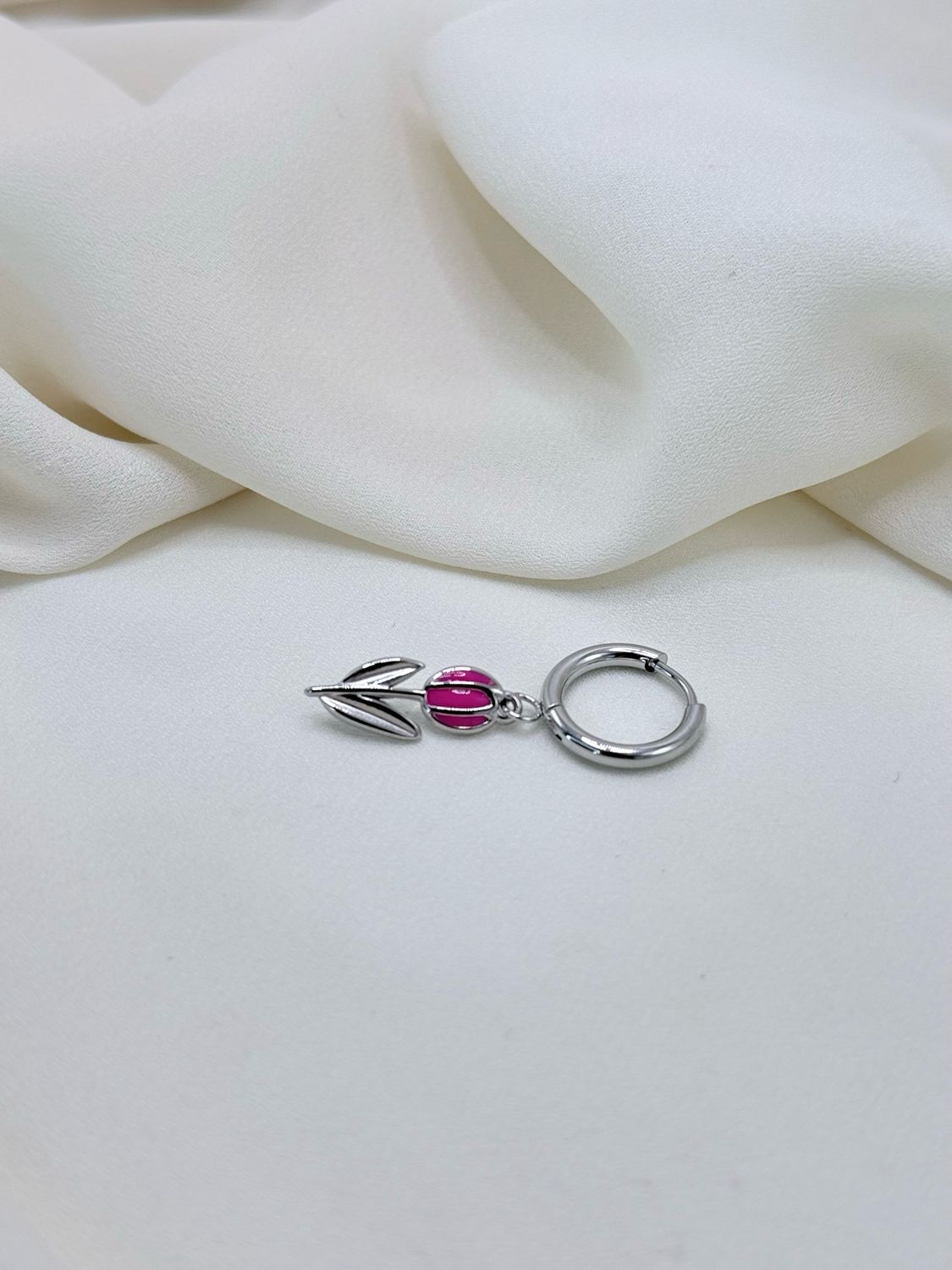 Hoop tullipà fucsia silver