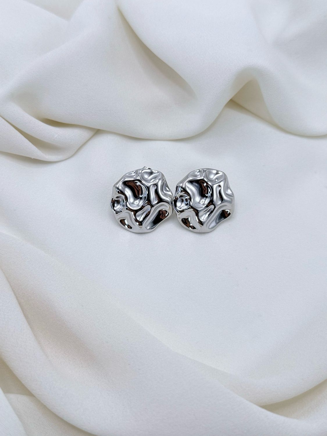 Orecchini moon round silver