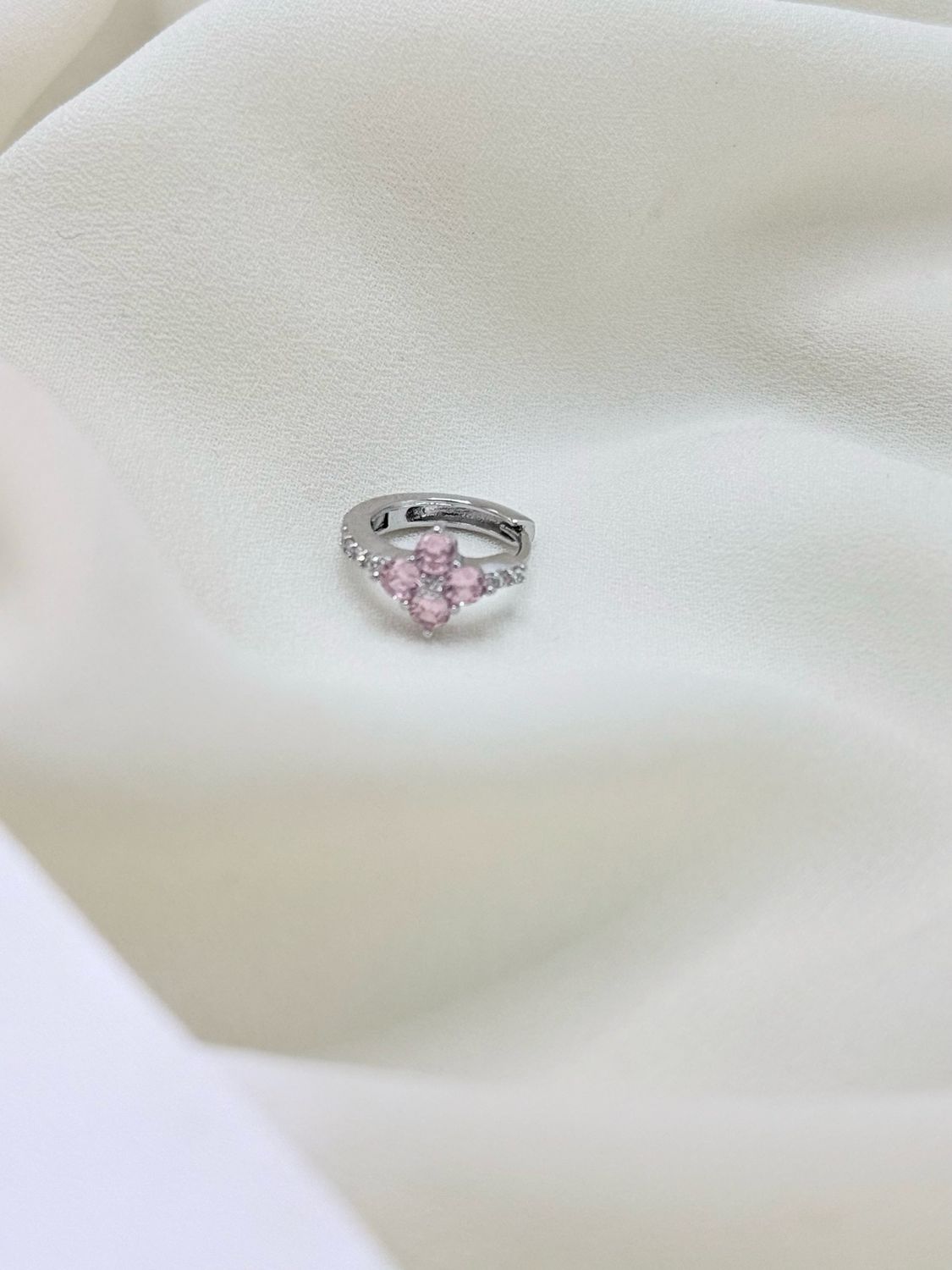 Hoop fiore rosa silver