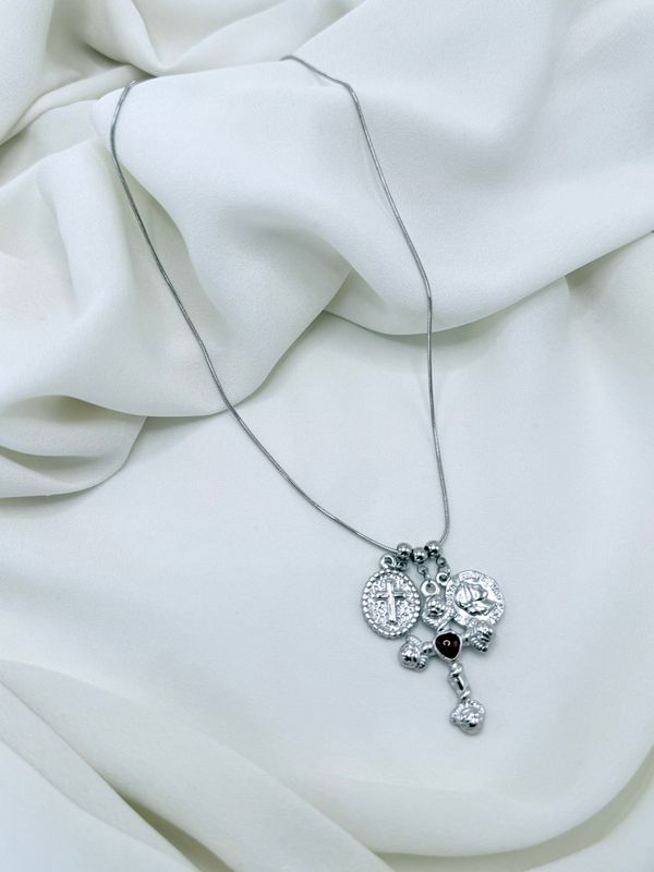 Collana credo red silver