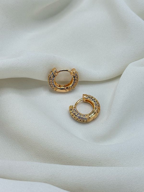 Hoop chubby pavè gold