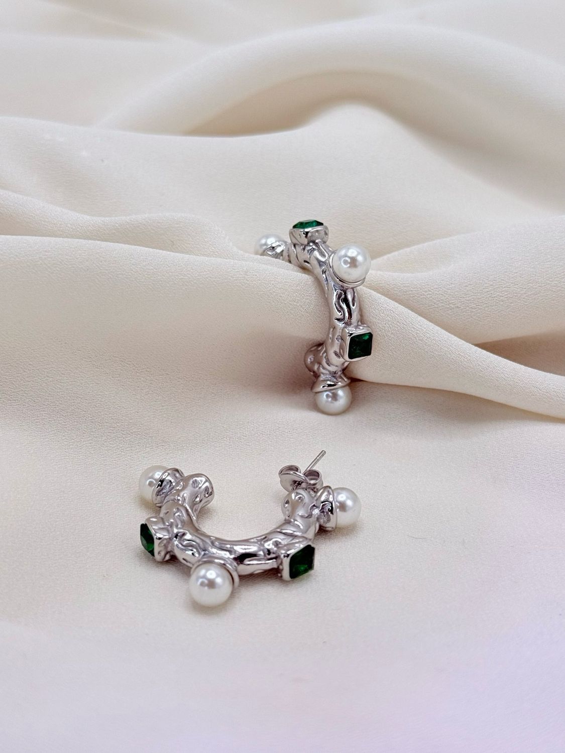 Orecchini green emsi silver