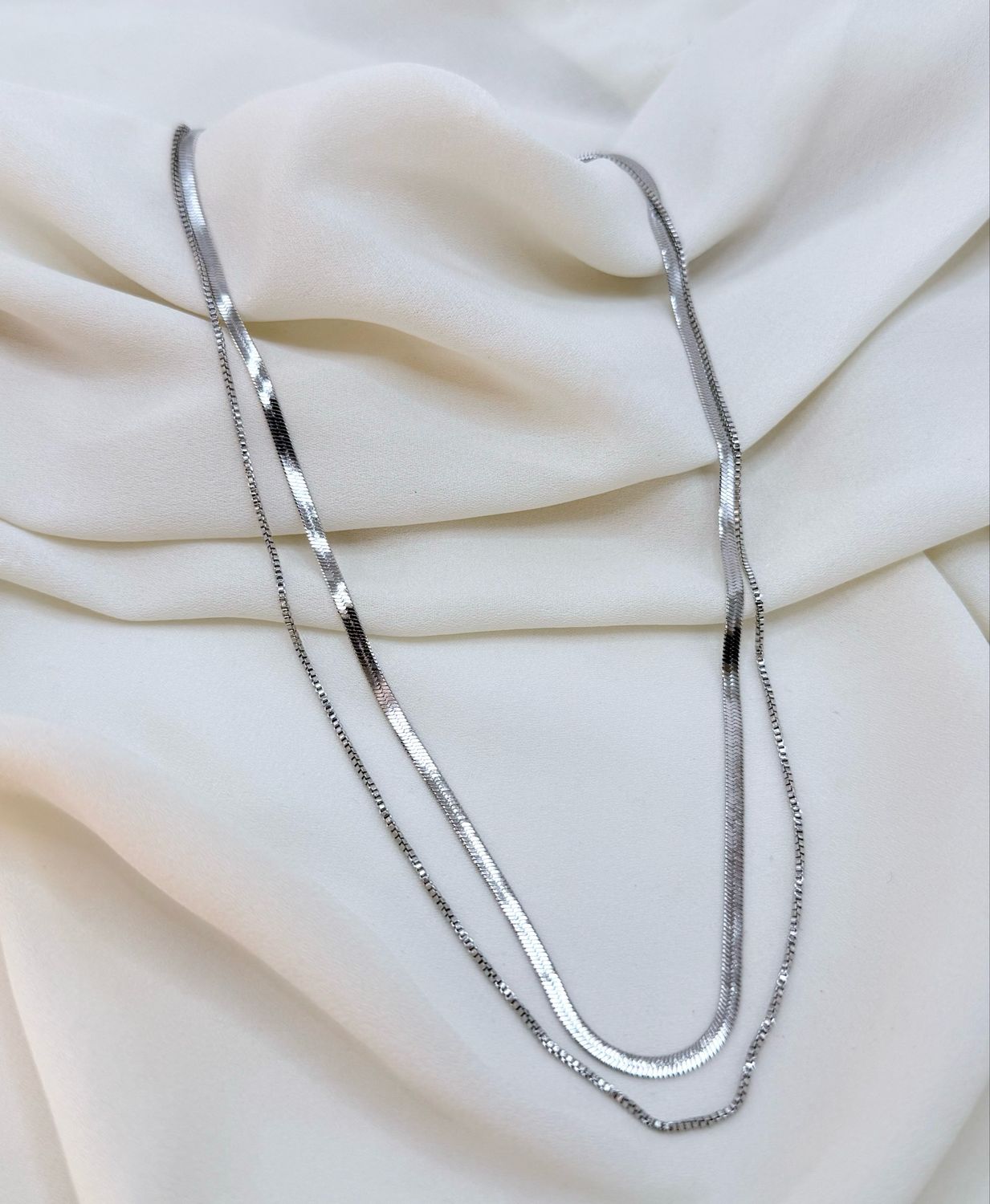 Girocollo double snake silery