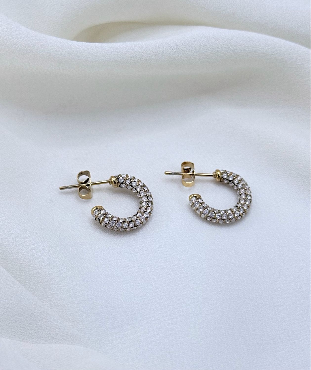 Hoop Slim pavè Gold