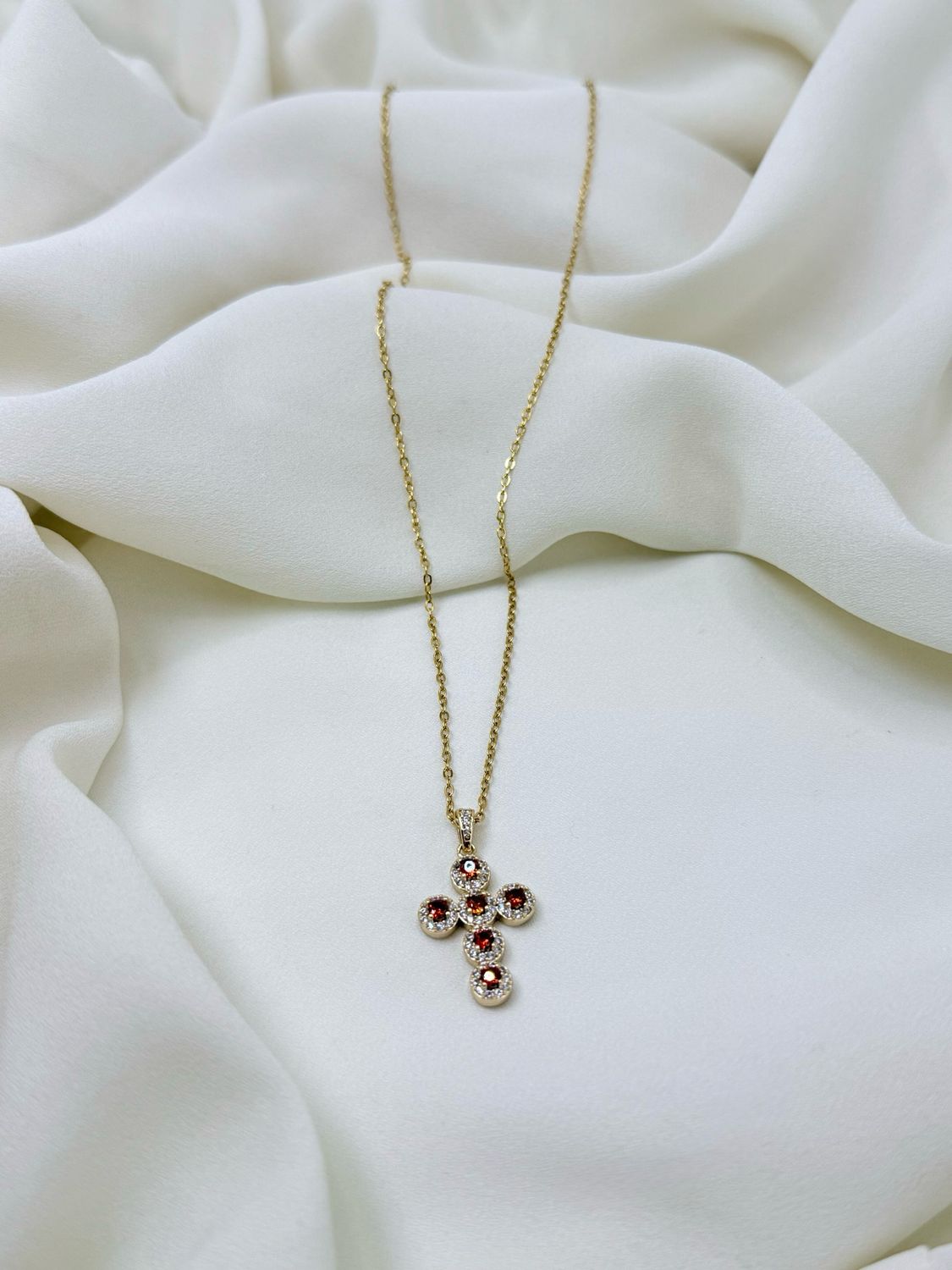 Collana charm croce red gold