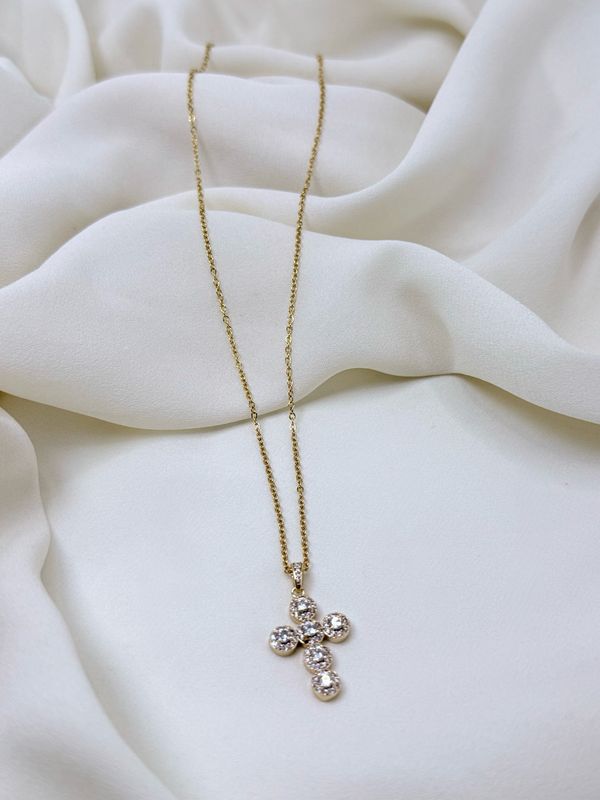 Collana charm croce white gold