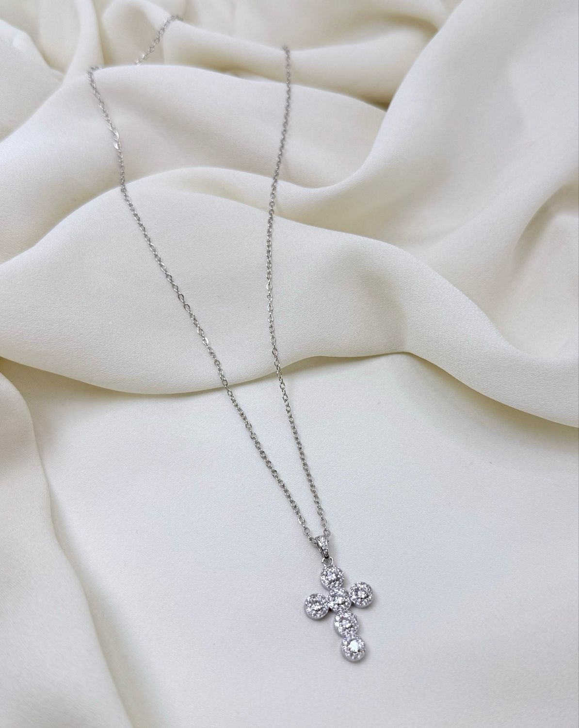 Collana charm croce white silver