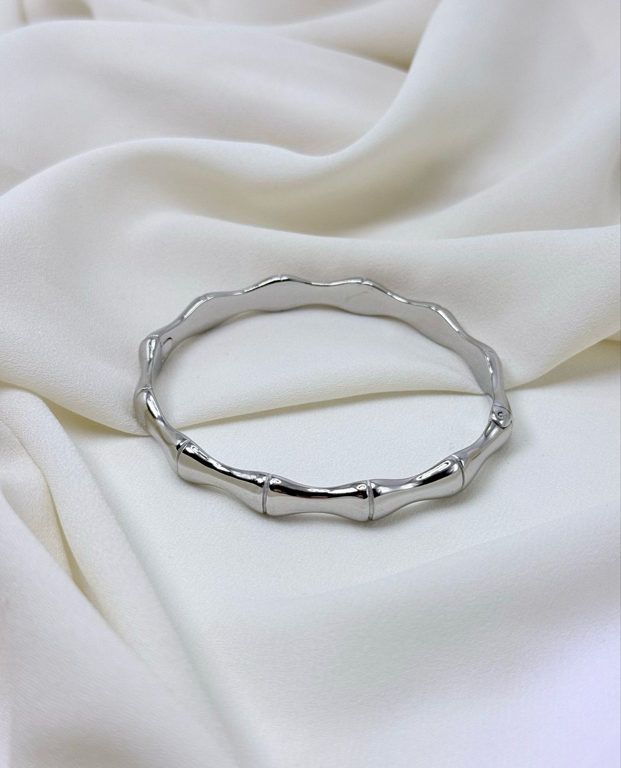 Bracciale rigido bambù silver