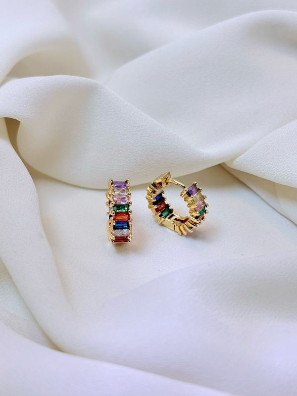 Hoops big baguette multicolor gold