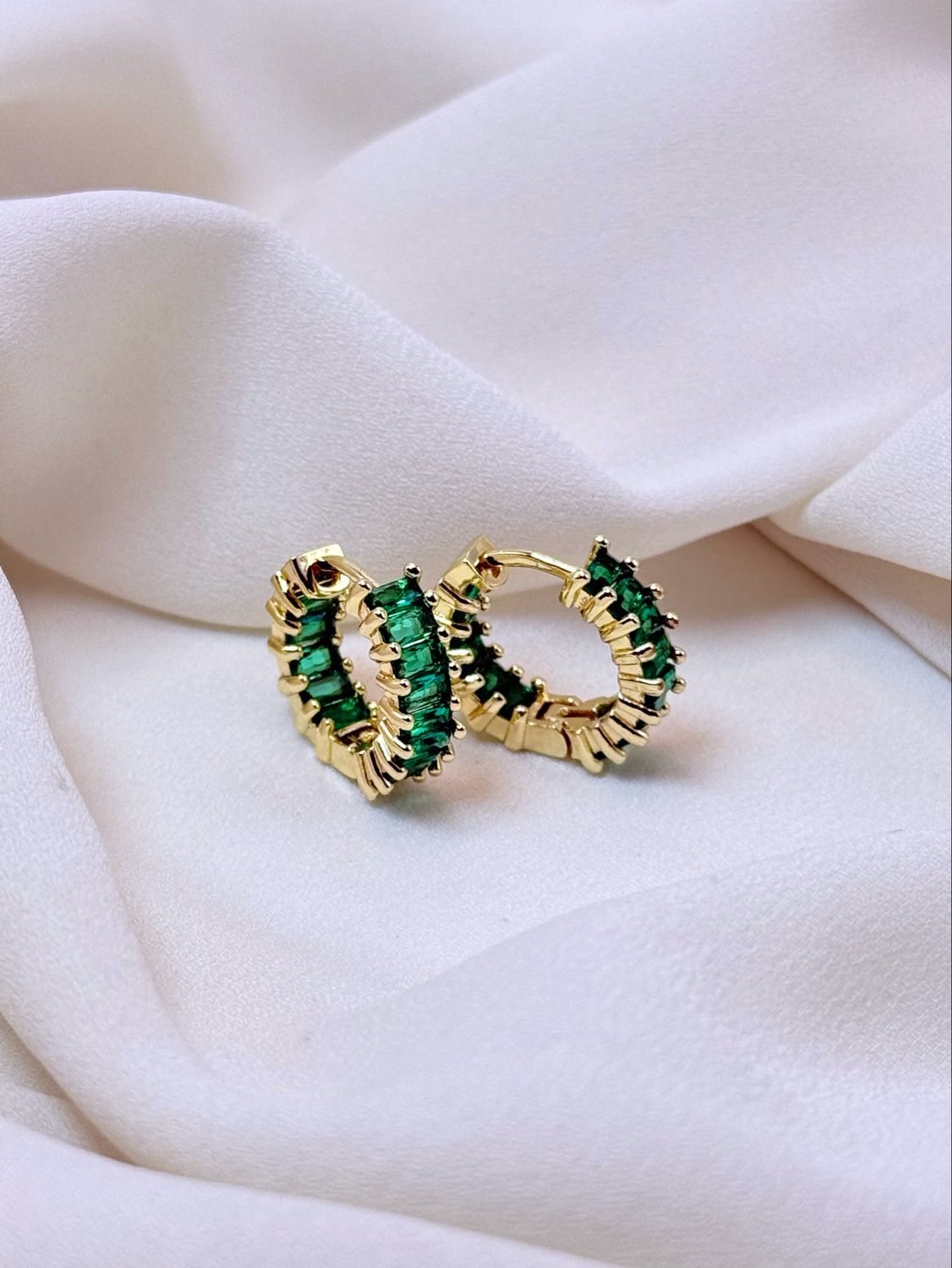 Hoops big baguette verde gold