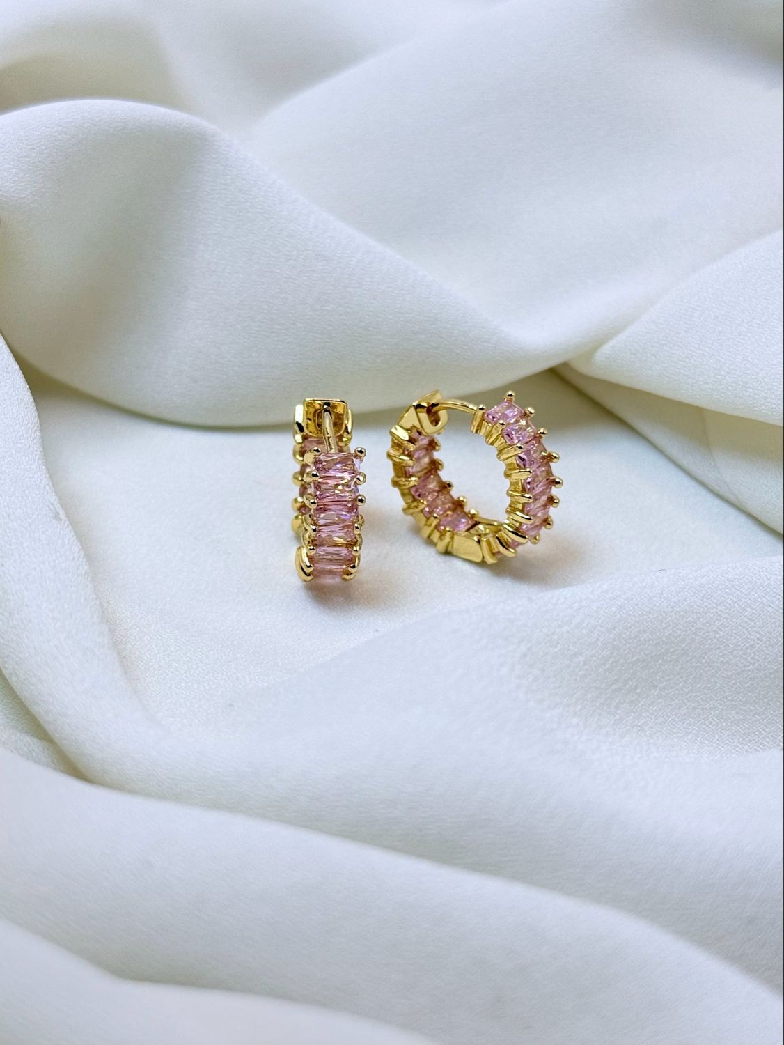 Hoops big baguette rosa gold