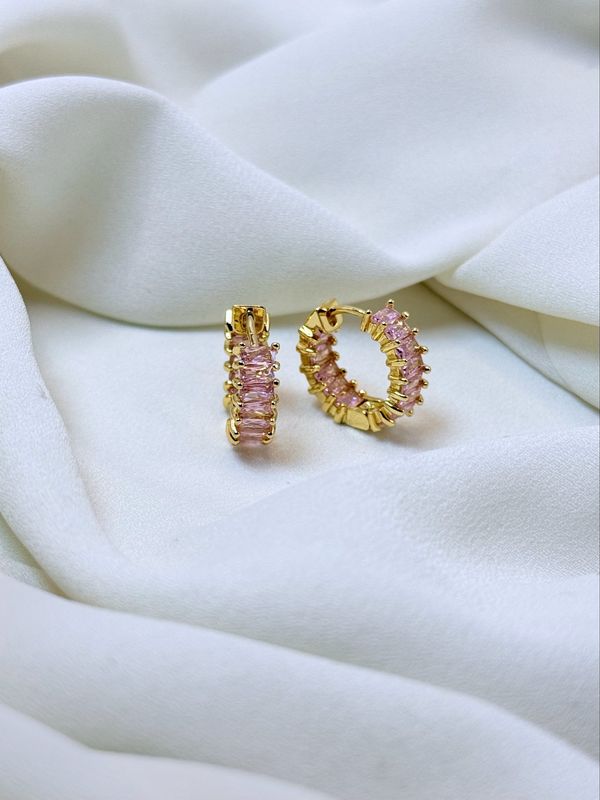 Hoops big baguette rosa gold