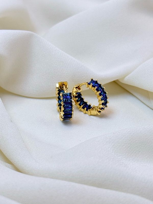 Hoops big baguette blu Gold