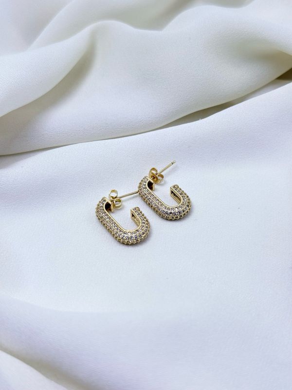 Orecchini rettangoli pavè Gold