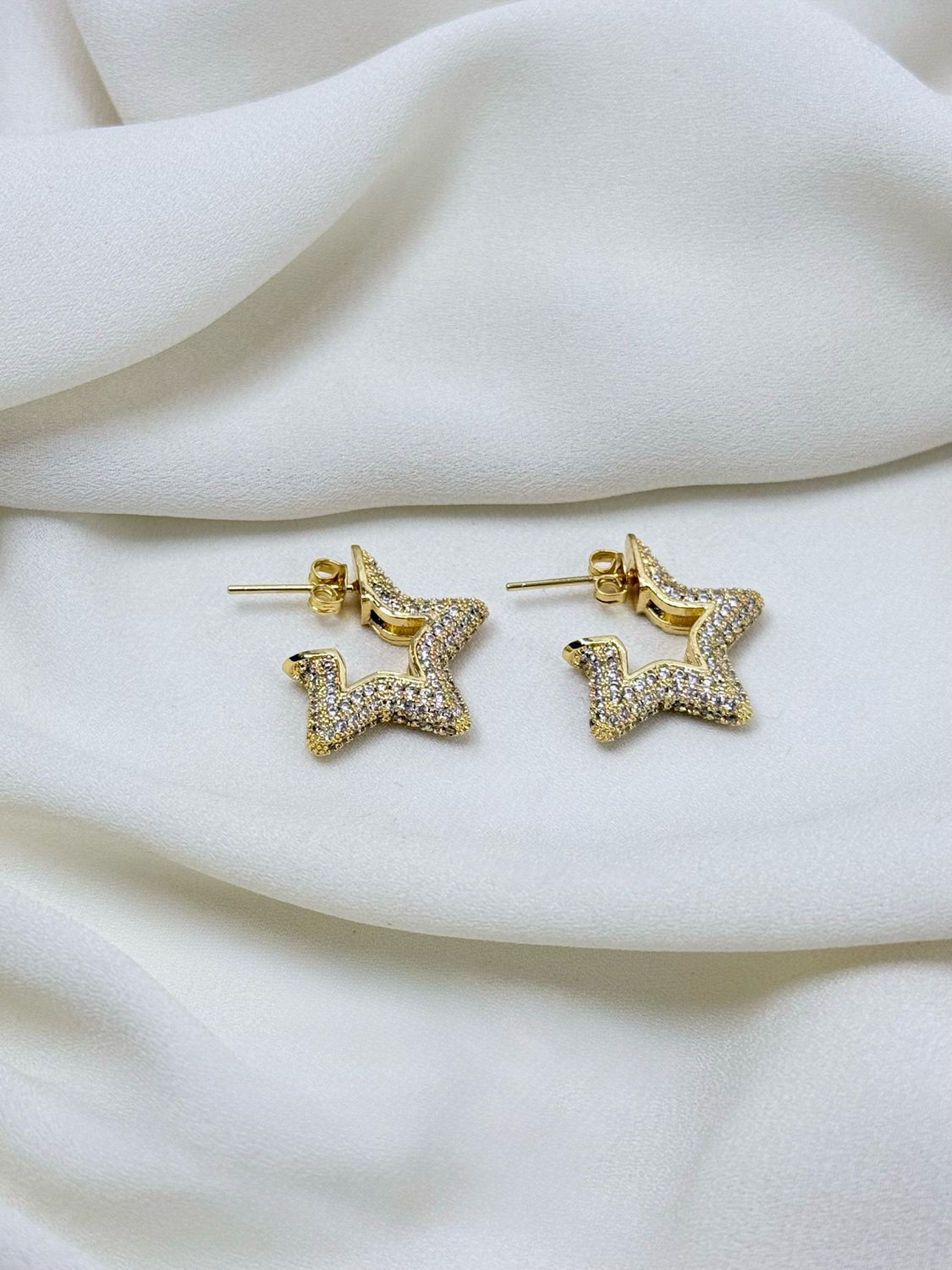 Orecchini stelline pavè Gold