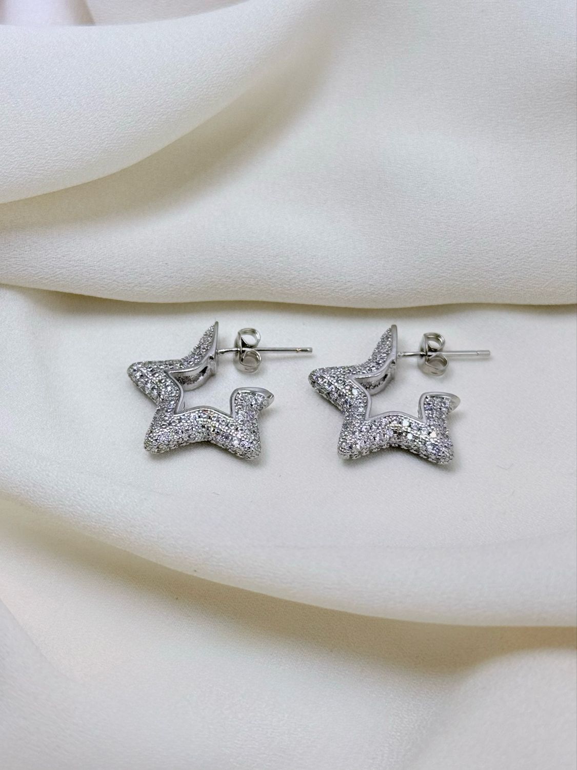 Orecchini stelline pavè silver