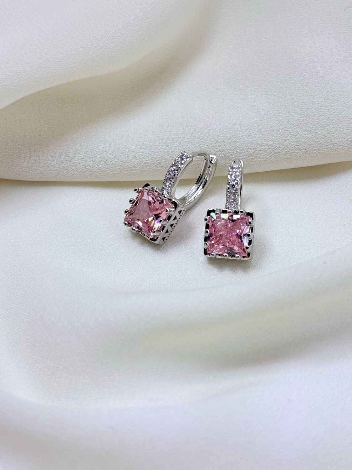 Hoops chibini rosa silver