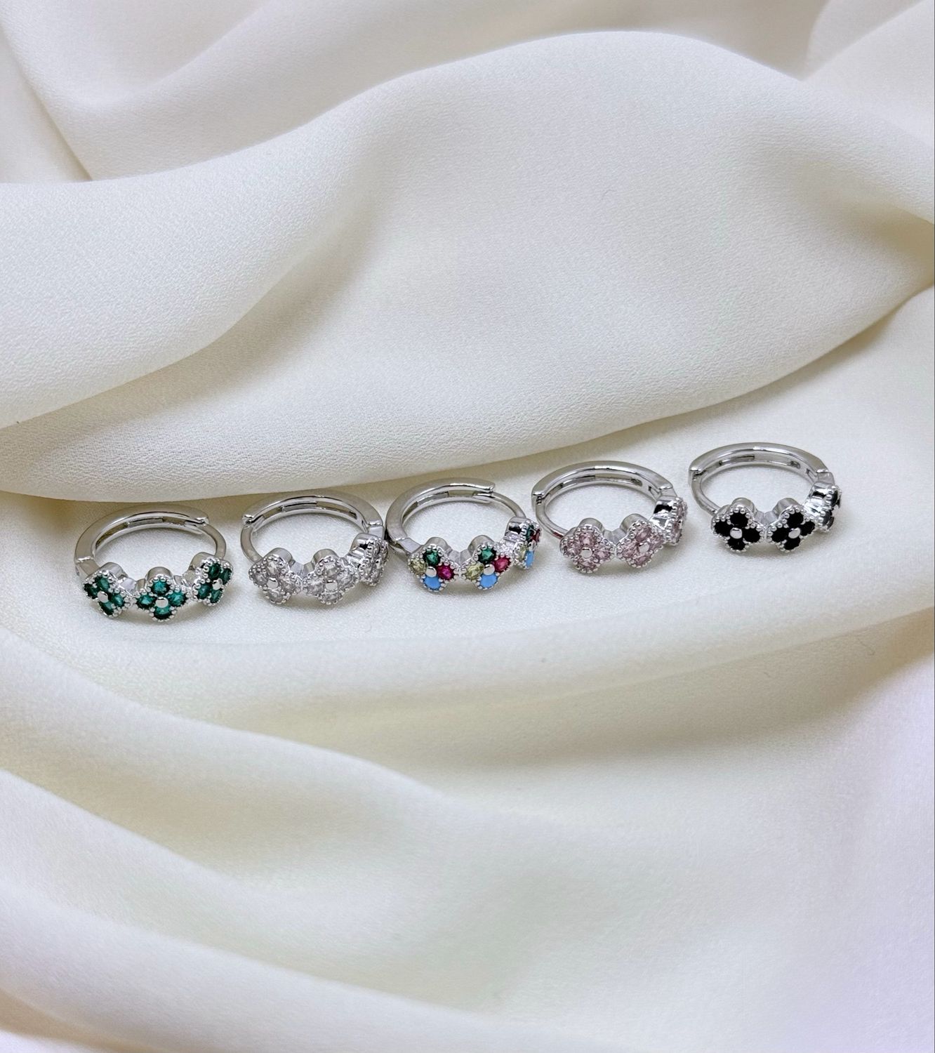 Hoop lucky nero silver