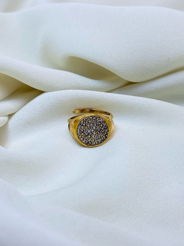 Anello sigillo pavè Gold