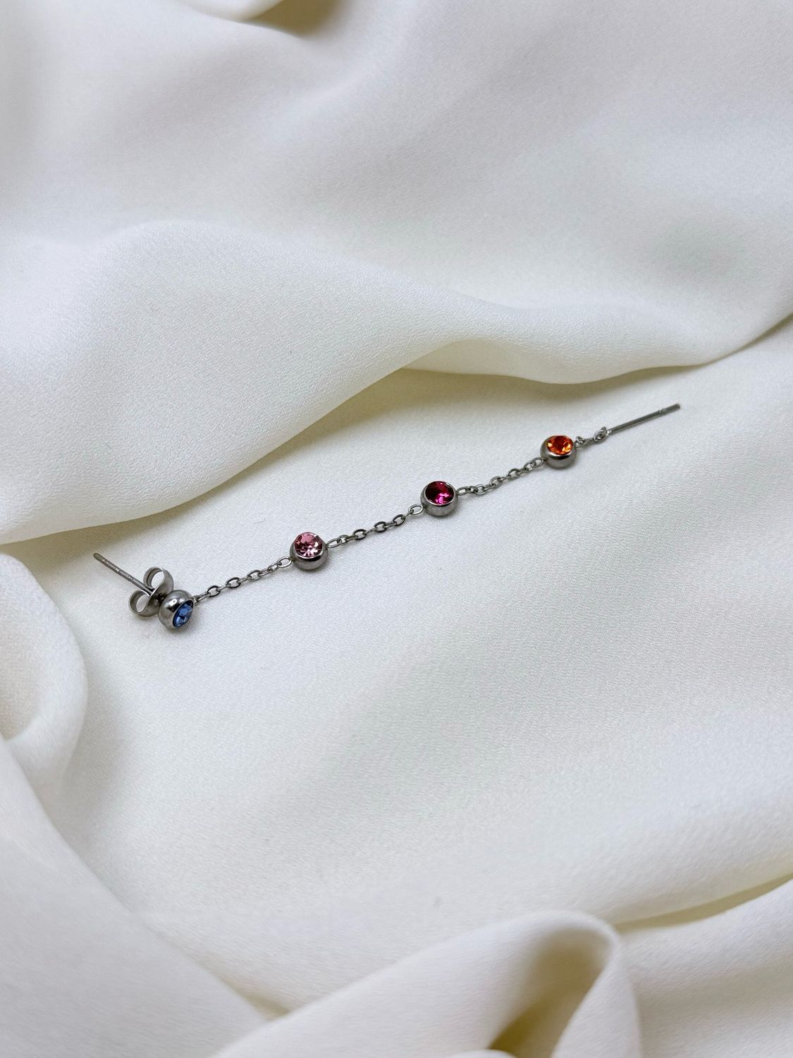 Orecchino cometa multicolor silver