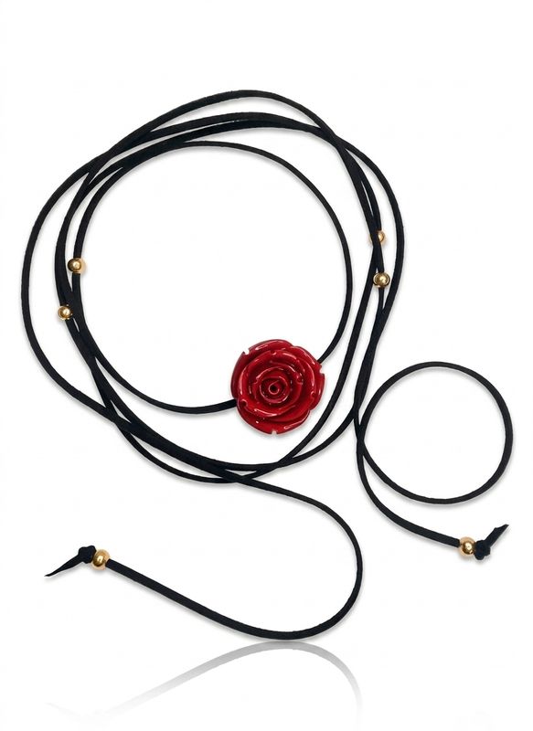Choker nero rosellina rossa