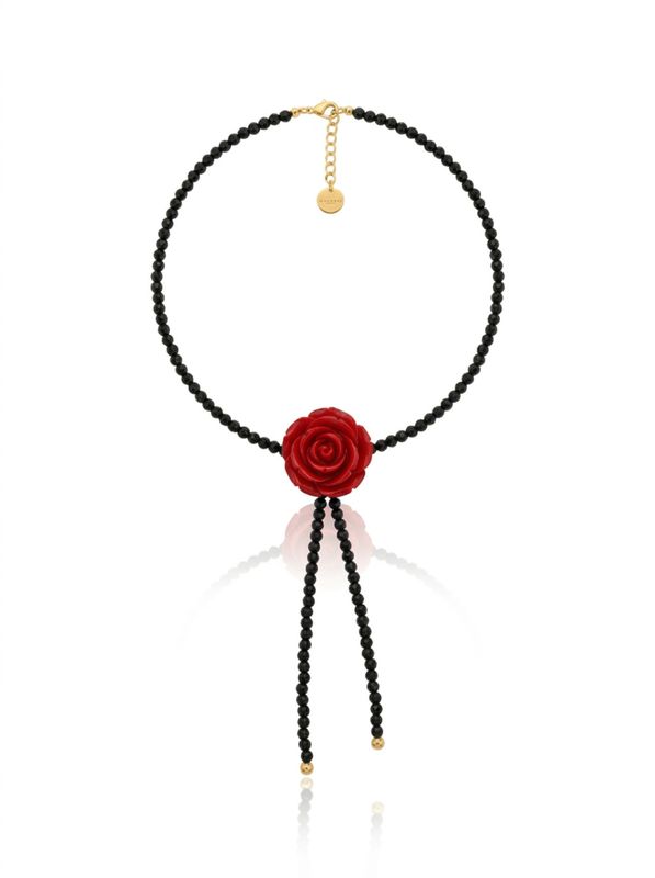 Collana bolo tie rosellina rossa