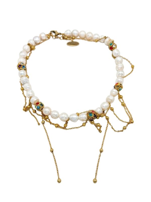 Collana girocollo perle messy