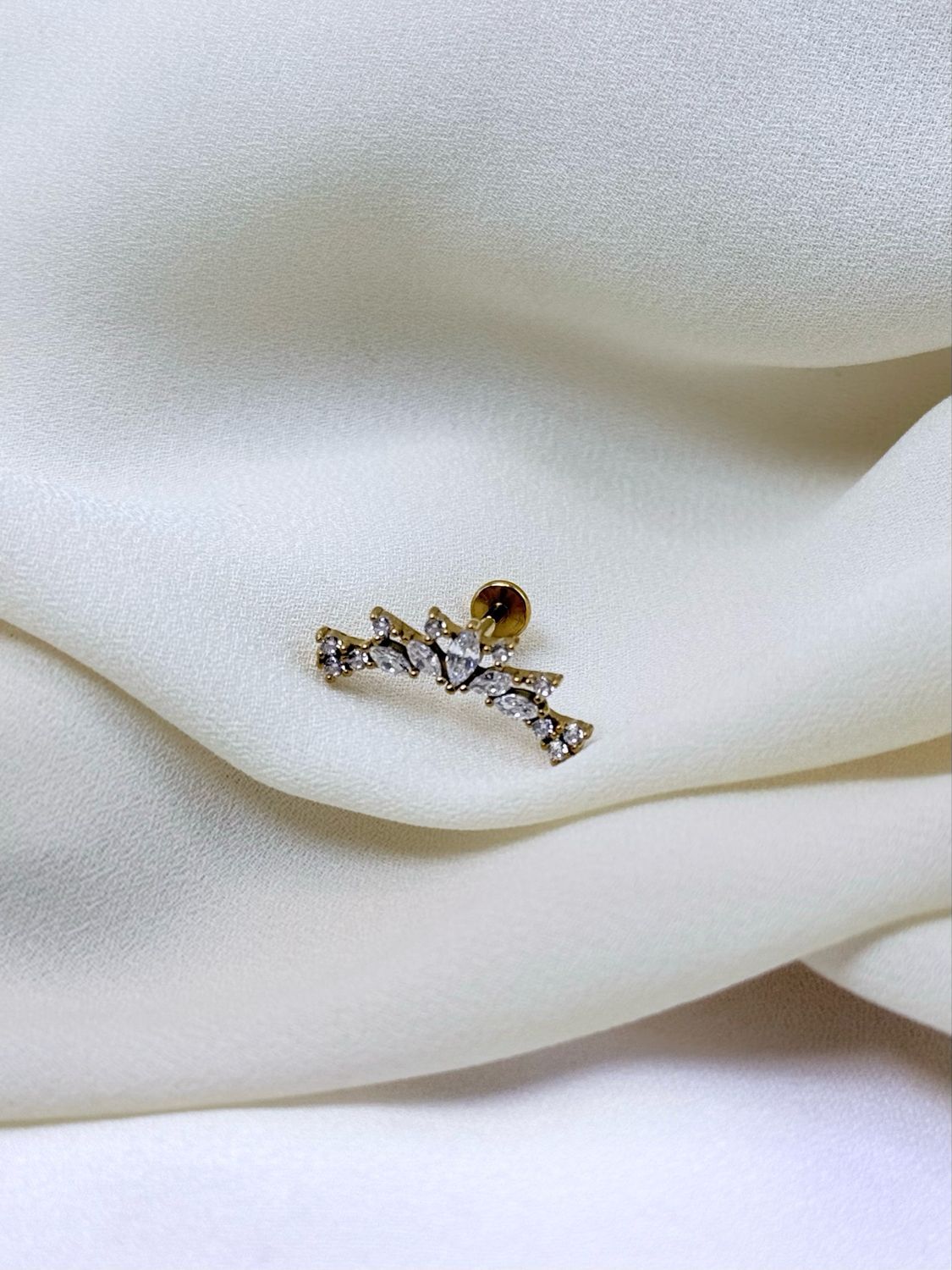 Piercing labret tiara Gold