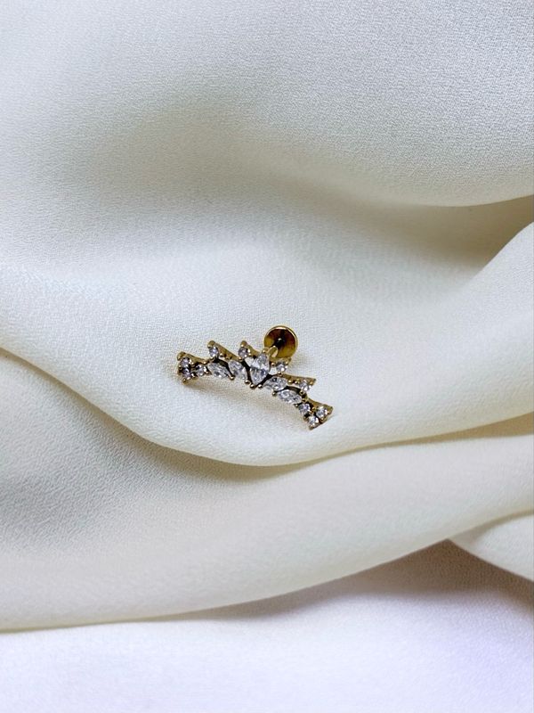 Piercing labret tiara Gold