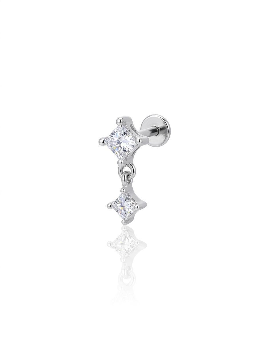 Piercing labret flores silver