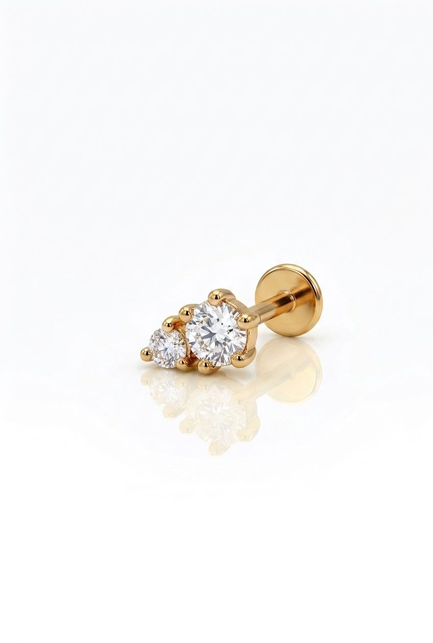 Piercing labret double luce Gold