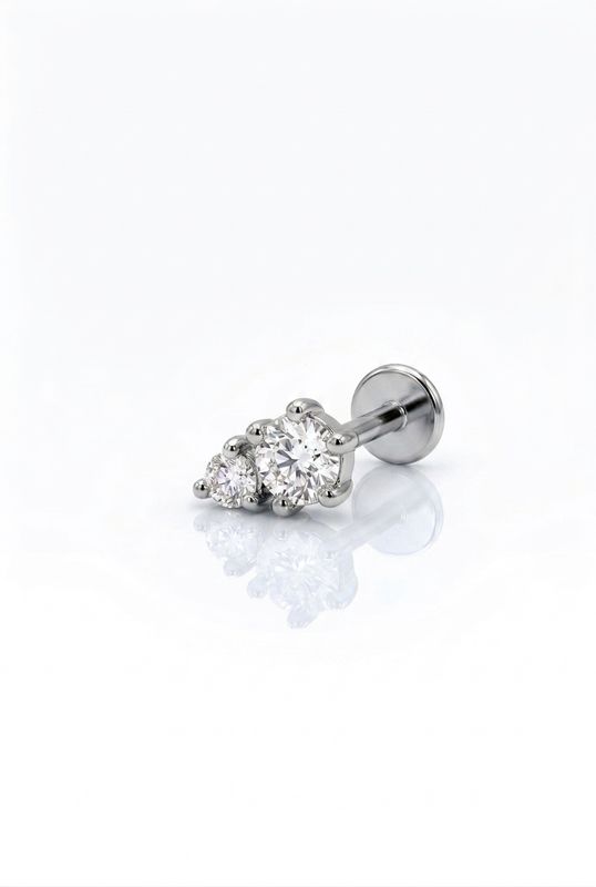 Piercing labret double luce silver
