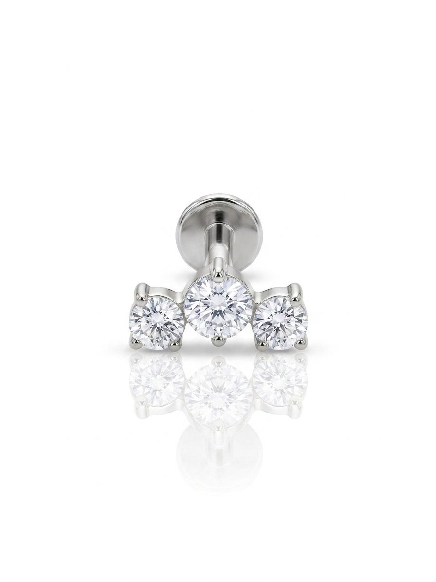 Piercing labret round trilogy silver