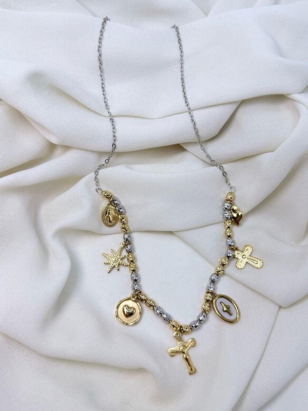 Collana charms bicolor