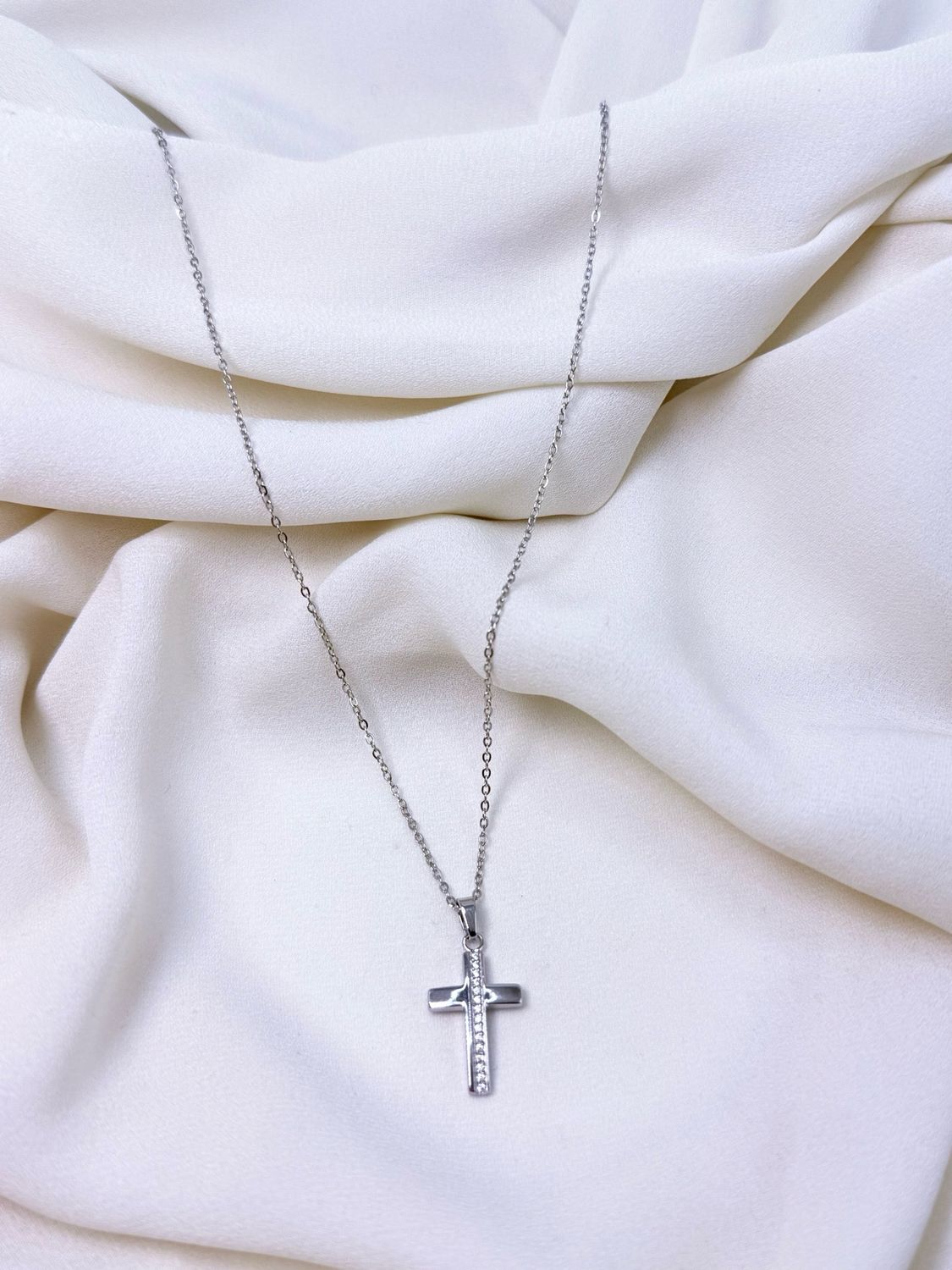Collana croce minimal silver