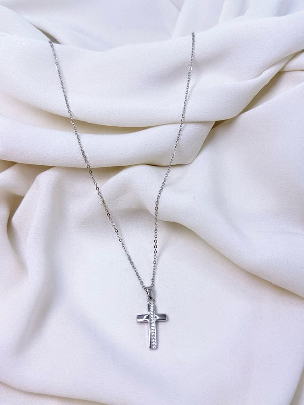 Collana croce minimal silver