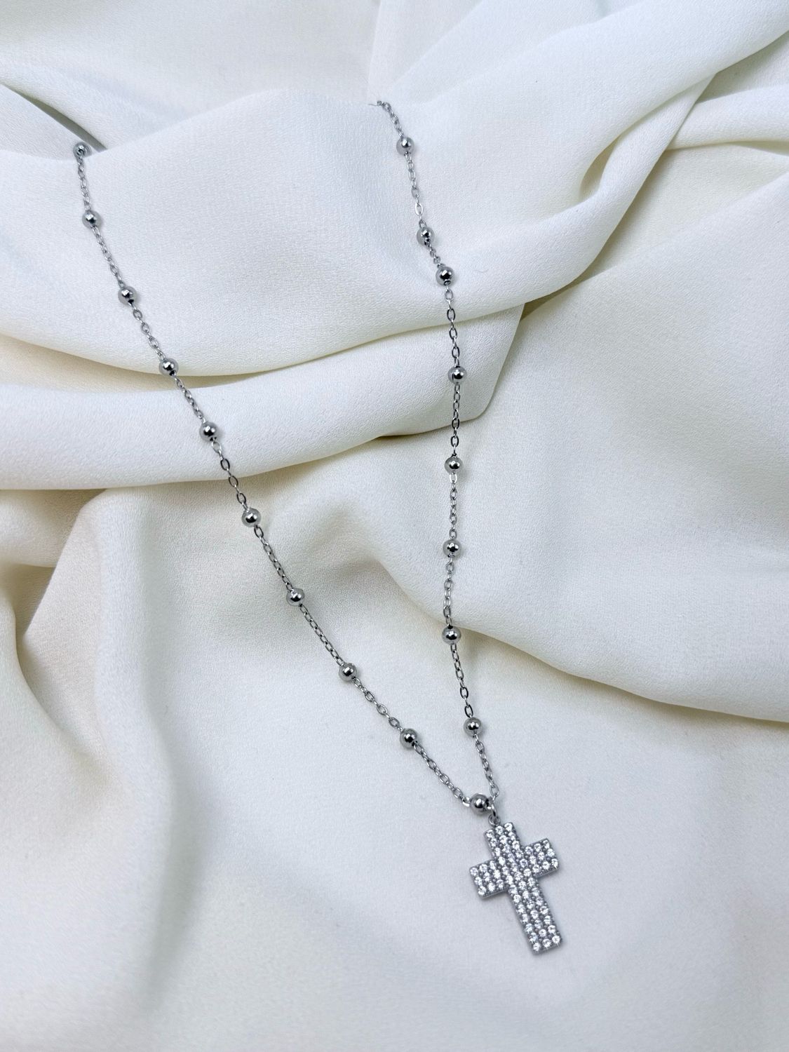 Collana croce bold pavè