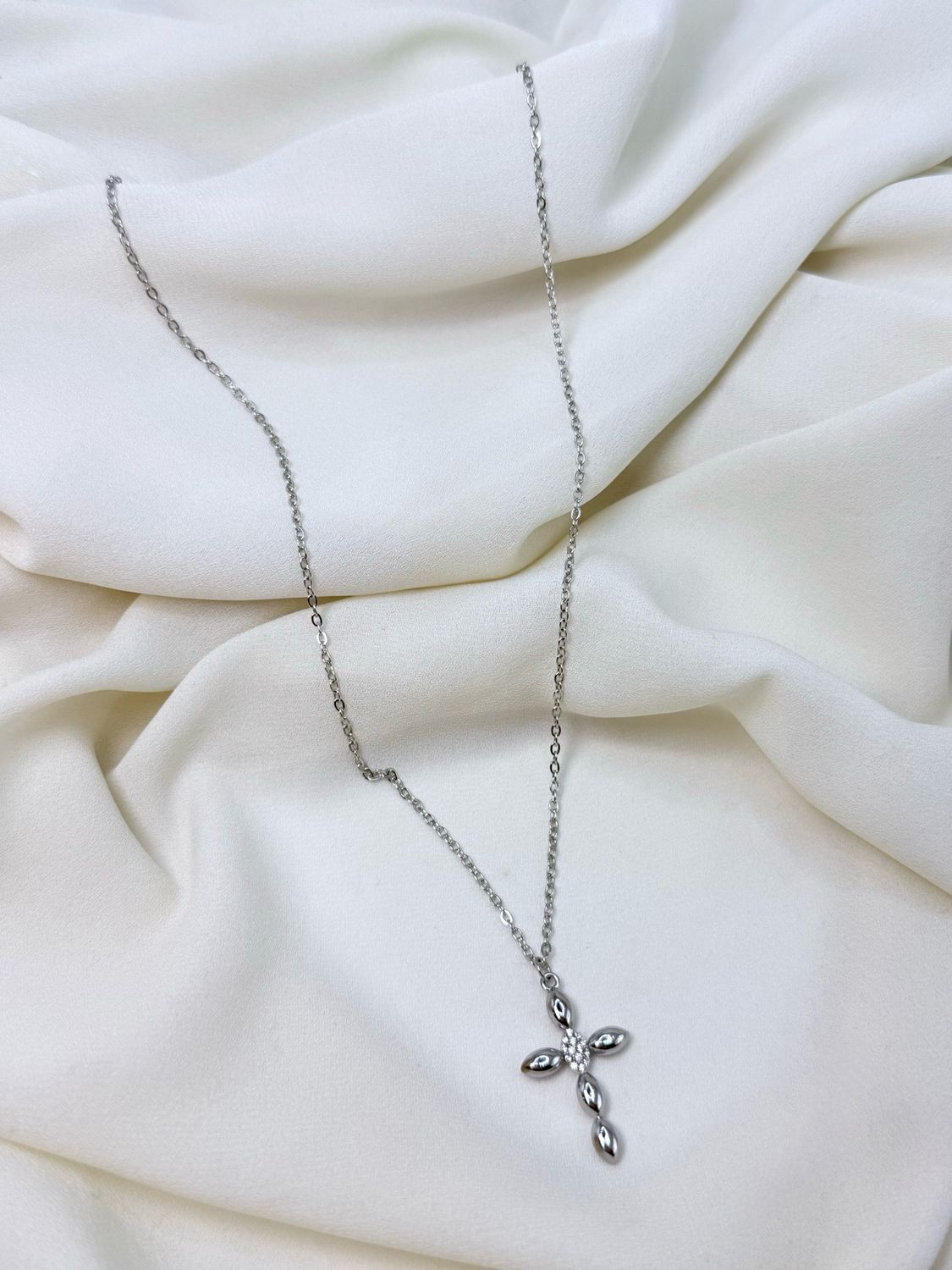 Collana croce rise silver