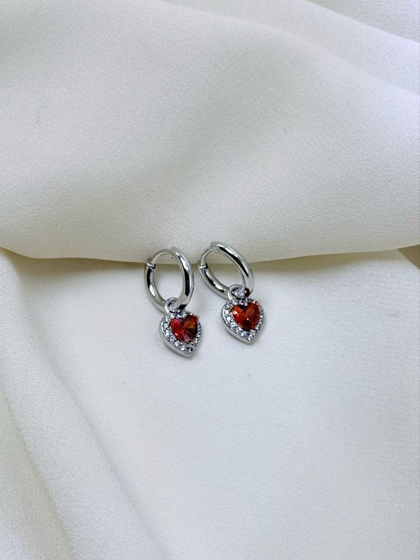 Orecchini mini love rosso silver