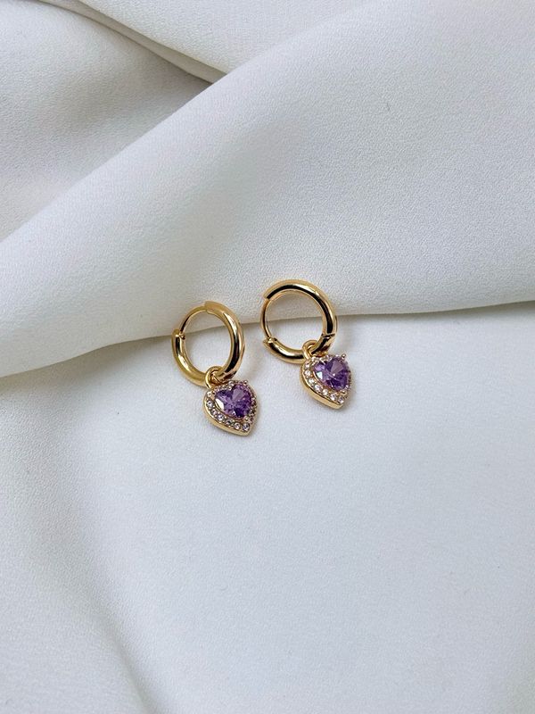 Orecchini mini love viola Gold