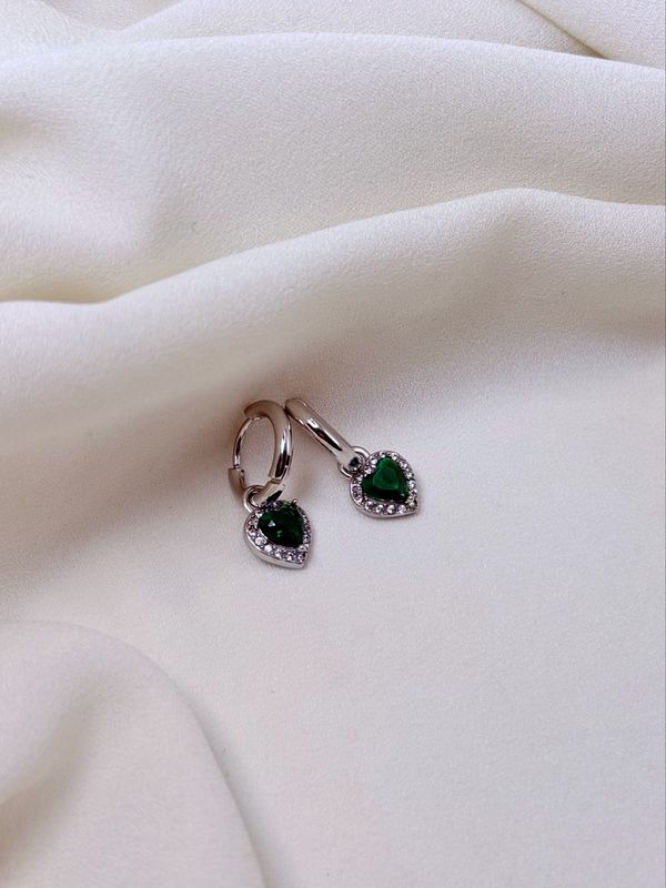 Orecchini mini love verde silver
