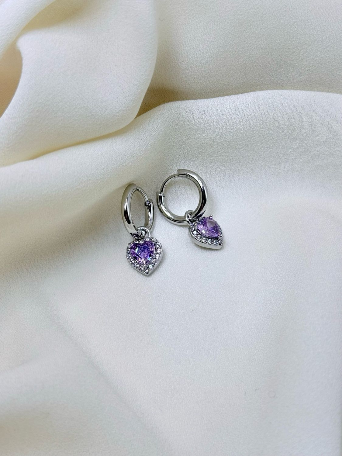 Orecchini mini love viola silver